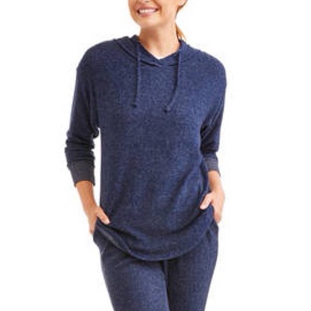 Faded Glory Long Sleeve Hoodie Large Heather Navy